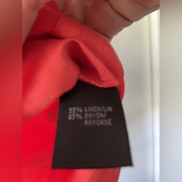 Lafayette 148 New‎ York Womens 10Linen Rayon Blend Button Down Shirt Red Orange - Picture 3 of 6